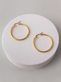 FASHION GOLD STAINLESS STEEL HOOPS EARRINGS
