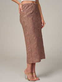 WOMEN'S ELASTIC WAIST RUCHED DETAILED MAXI SKIRT