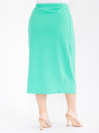 PLUS SIZE ELASTIC WAIST SOLID MAXI SKIRT