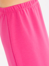 WOMEN'S ELASTIC WAIST SOLID MIDI SKIRT