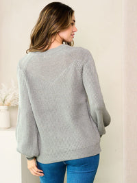 WOMEN'S LONG BALLON SLEEVE KNIT SWEATER