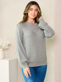WOMEN'S LONG BALLON SLEEVE KNIT SWEATER