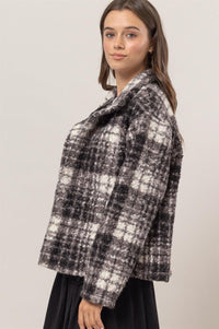 WOMEN'S LONG SLEEVE BUTTON CLOSURE FRONT POCKETS COLORBLOCK JACKET