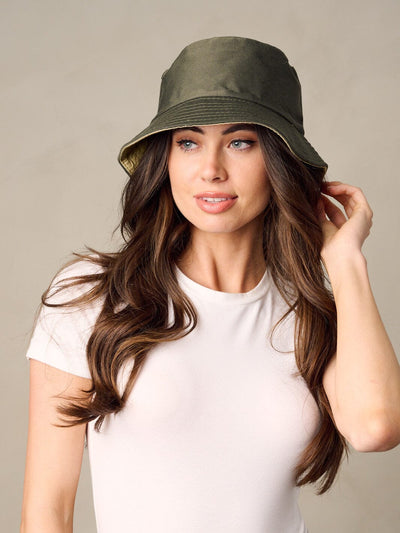 WOMEN'S SOLID ARMY GREEN BUCKET HATS