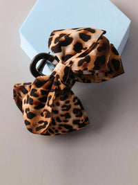 FASHION ASSORTED COLORS ANIMAL PRINT BOWS CLAW HAIR CLIPS