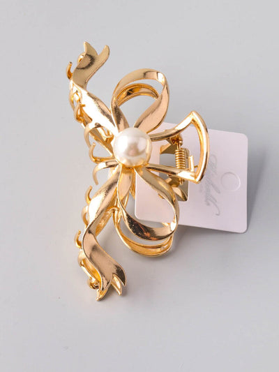 WOMEN'S GOLD PEARL HAIR CLAW CLIPS
