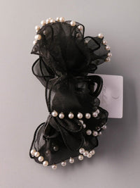 FASHION BLACK PEARL CLAW HAIR CLIPS