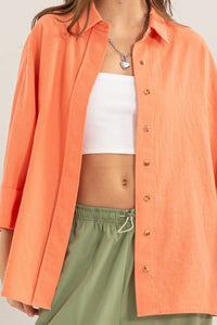 WOMEN'S 3/4 SLEEVE BUTTON UP LOOSE FIT TOP