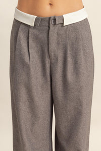 WOMEN'S SLEEVELESS CROP TOP & BUTTON CLOSURE WIDE LEG PANTS 2PC.SET