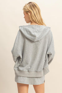 WOMEN'S LONG SLEEVE ZIP UP HOODED SWEATER & ELASTIC WAIST MINI SKORTS 2PC. SET