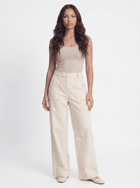 *******WOMEN'S ELASTIC WAIST BUTTON CLOSURE POCKETS WIDE LEG LINEN PANTS