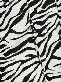 WOMEN'S LONG SLEEVE OPEN FRONT POCKETS ZEBRA PRINT BLAZER