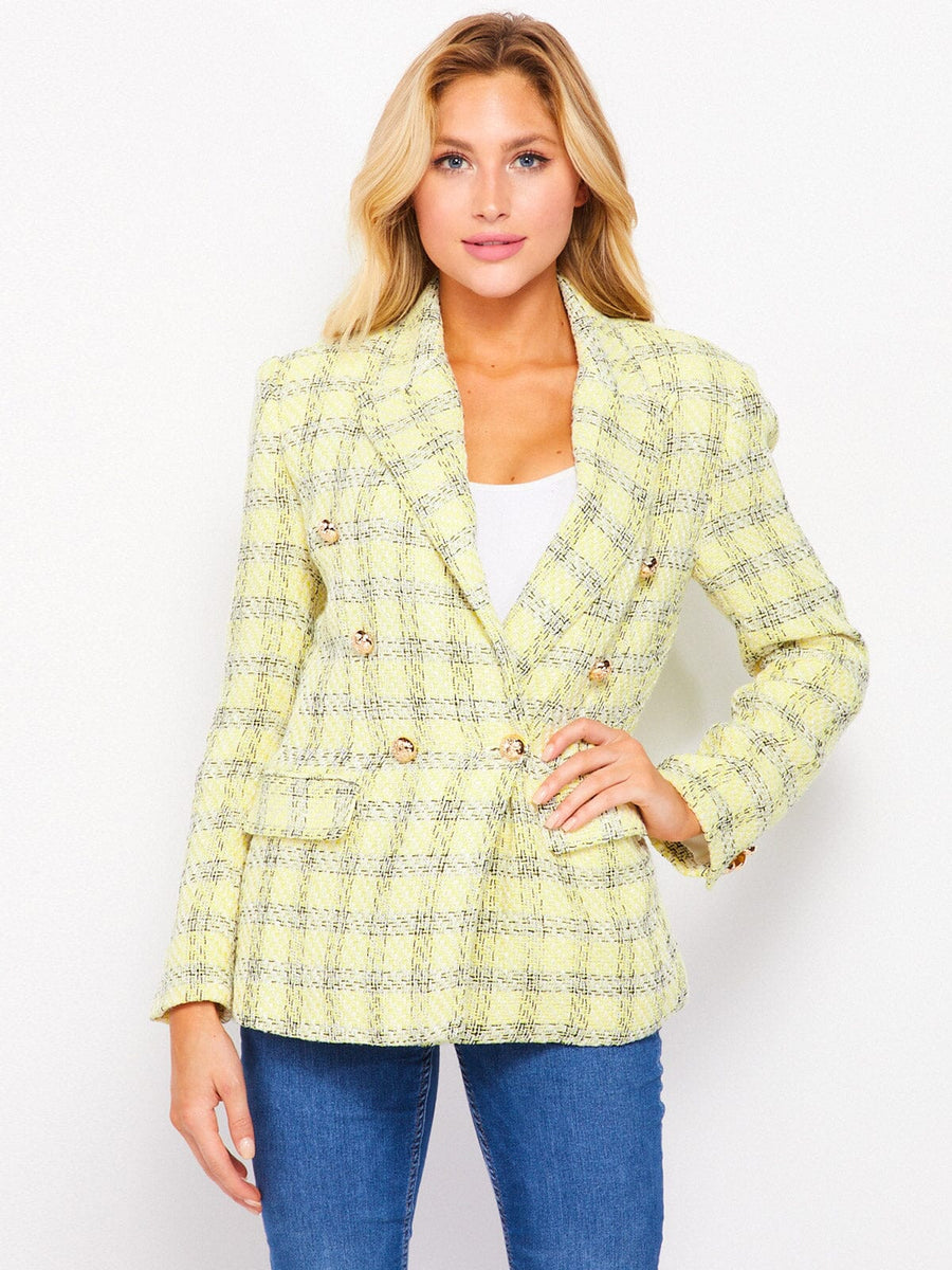 Long slv front button closure blazer main image 1
