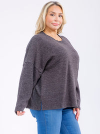 PLUS SIZE LONG SLEEVE FRONT POCKET TOP