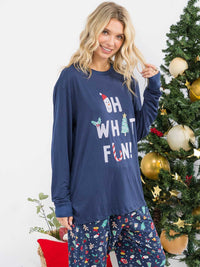 WOMEN'S LONG SLEEVE SHIRT & ELASTIC WAIST JOGGER PANTS HOLIDAY PRINT 2PC. SET