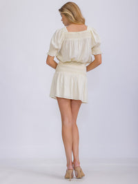 WOMEN'S SHORT SLEEVE SMOCK LOOSE FIT BLOUSE