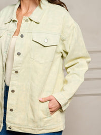 WOMEN'S LONG SLEEVE GRAPHIC WASHED DENIM JACKET