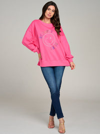 WOMEN'S LONG SLEEVE STUDS GRAPHIC PULLOVER SWEATER
