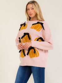 WOMEN'S LONG SLEEVE PUMPKINS GRAPHIC PULLOVER SWEATER