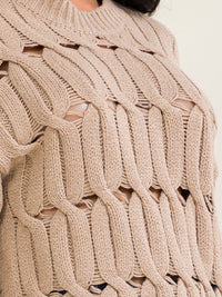 WOMEN'S LONG SLEEVE OPEN KNIT PULLOVER SWEATER