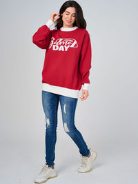 WOMEN'S LONG SLEEVE COLORBLOCK GRAPHIC PULLOVER SWEATER
