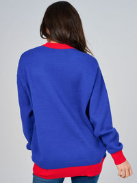 WOMEN'S LONG SLEEVE COLORBLOCK GRAPHIC PULLOVER SWEATER