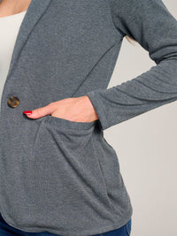 WOMEN'S LONG SLEEVE BUTTON CLOSURE POCKETS BLAZER