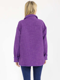 WOMEN'S LONG SLEEVE BUTTON CLOSURE FRONT POCKETS DETAILED JACKET