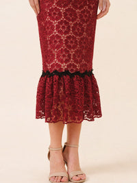 JUST ME WOMEN'S SHORT SLEEVE OPEN BACK CROCHET BODYCON MAXI DRESS
