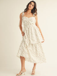 JUST ME WOMEN'S SLEEVELESS TIERED FLORAL MAXI DRESS