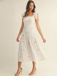 JUST ME WOMEN'S SLEEVELESS SQUARE NECK FRONT POCKETS FLORAL MAXI DRESS
