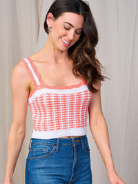 WOMEN'S SLEEVELESS COLORBLOCK CROCHET TANK TOP