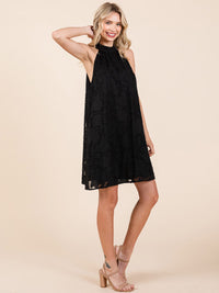 WOMEN'S SLEEVELESS HALTER NECK DETAILED MINI DRESS