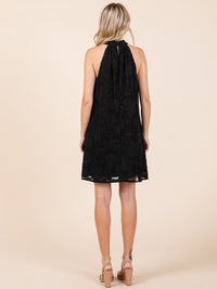 WOMEN'S SLEEVELESS HALTER NECK DETAILED MINI DRESS