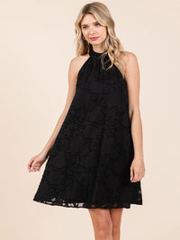 WOMEN'S SLEEVELESS HALTER NECK DETAILED MINI DRESS