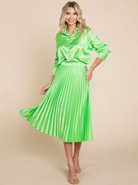 WOMEN'S ZIPPER CLOSURE PLEATED MIDI SKIRT