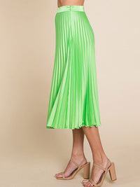 WOMEN'S ZIPPER CLOSURE PLEATED MIDI SKIRT