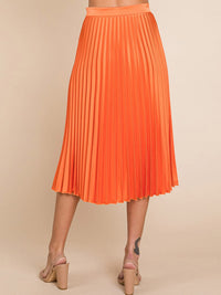 WOMEN'S ZIPPER CLOSURE PLEATED MIDI SKIRT