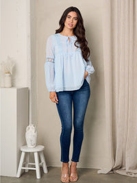 WOMEN'S LONG SLEEVE SWISS DOT TUNIC TOP