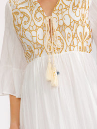 WOMEN'S SHORT SLEEVE V-NECK HIGH-LOW CROCHET MAXI DRESS