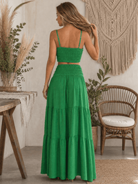 WOMEN'S ELASTIC WAIST TIERED MAXI SKIRT