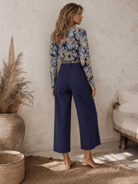 ********WOMEN'S BUTTON CLOSURE FRONT POCKETS WIDE LEG PANTS