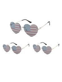 FASHION AMERICA FLAG PATRIOTIC HEART SUNGLASSES