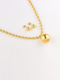 WOMEN'S STAINLESS STEAL BALL EARRINGS & NECKLACE SET