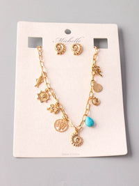 FASHION MULTI PENDANTS EARRINGS & NECKLACE SET