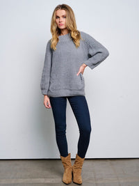 WOMEN'S LONG SLEEVE KNITTED PULLOVER SWEATER