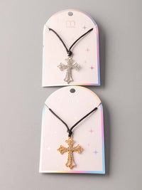 FASHION SILVER & GOLD CROSS PENDENT NECKLACE
