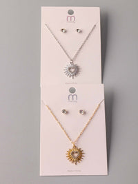 FASHION GOLD & SILVERS EARRINGS & NECKLACE SET