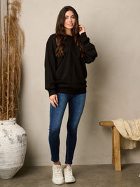 WOMEN'S LONG SLEEVE SOLID PULLOVER SWEATER