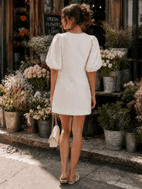 WOMEN'S SHORT SLEEVE V-NECK FLOWERS MINI DRESS